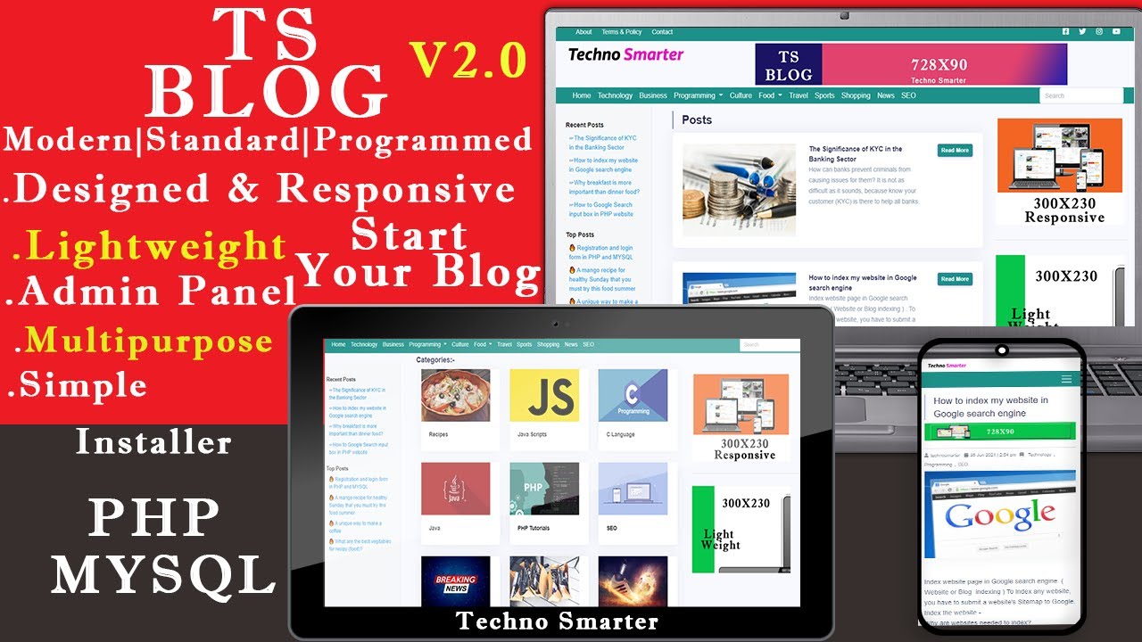 Modern blog system in PHP and MYSQL | PHP CMS Version 2.1 - PHP Blog Scripts