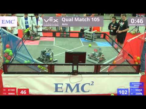 VEX Worlds 2016 - VRC High School - Arts - Qual 105 (6116D 4886A) 197 vs 231 (5225A 3309B)