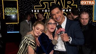 'Star Wars' Premiere: Carrie Fisher Cuddles & Serenades Mario Lopez on the Carpet