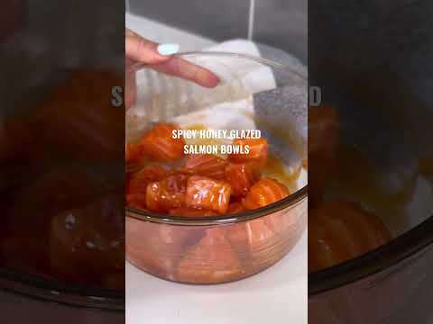 These spicy honey glazed salmon bowls are the best recipe I’ve made in 2023 so far