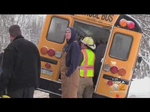 School Bus Goes Off Road Into Ditch In Shenango Twp.