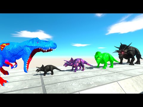 BATTLE 4 SIZE of COLOR TRICERATOPS - Animal Revolt Battle Simulator ARBS
