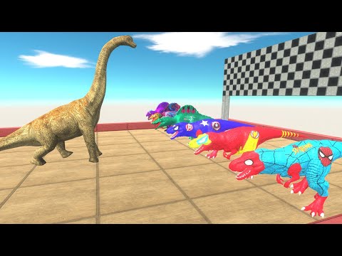 POWER UP SPEED RACE CHAMPIONSHIP SUPERHEROES DINOSAURS DEATH FALL - Animal Revolt Battle Simulator