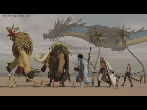 One Piece Size comparison 3D | 3d Animated Size Comparison