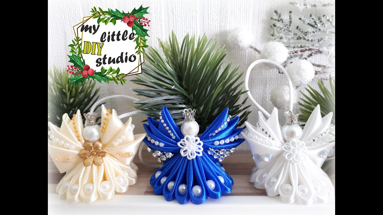 Aniołki na choinkę ze wstążki satynowej/DIY