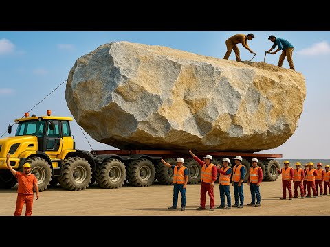 “Incredible Mountain Truck Loading | From Huge Stones to Marble Production”