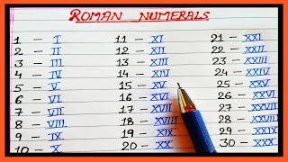 Roman Number 1 to 30  Roman numerals 1 to 30