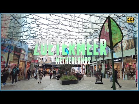 Exploring ZOETERMEER - Netherlands / City Center Walking Tour - Shopping Mall - 4k