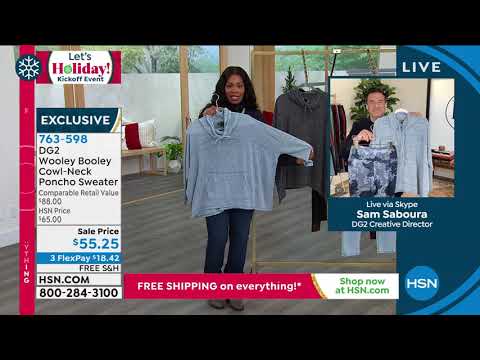 DG2 by Diane Gilman Wooley Booley CowlNeck Poncho Sweater