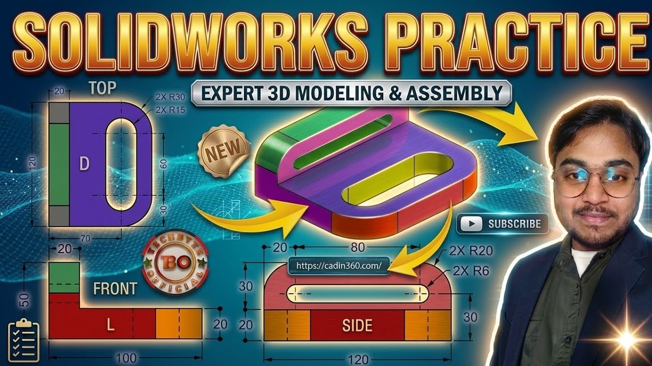SolidWorks 2026 Tutorial for Beginners | Exercise 1: Basic 3D Modeling