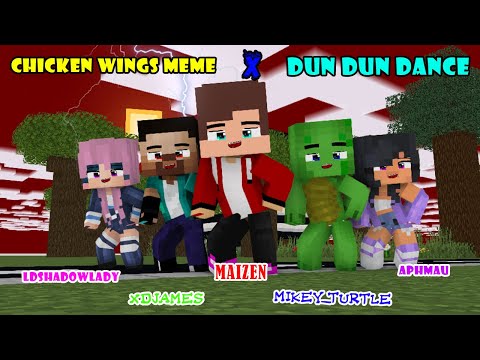 CHICKEN WINGS MEME X DUNDUN DANCE | MAIZEN, JJ , XDJAMES, APHMAU, LDSHADOW - Minecraft Animation