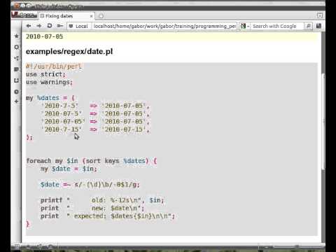 Beginner Perl Maven tutorial: 10.13 - Fixing dates using Regexes