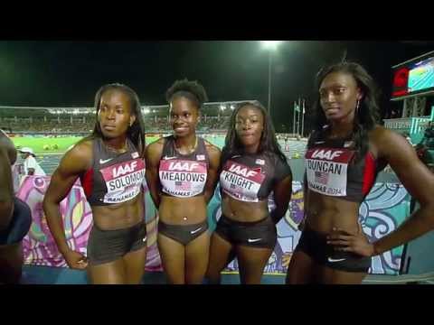 IAAF World Relays Bahamas 2014 - Mixed Zone 2 Laps Race USA Women Winner