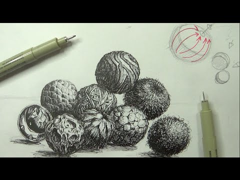Pen Ink Drawing Tutorials | How to create realistic textures Part 3
