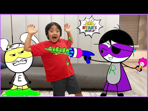 Ryan vs Dark Titan with EK Doodles with 1 hr kids video!!