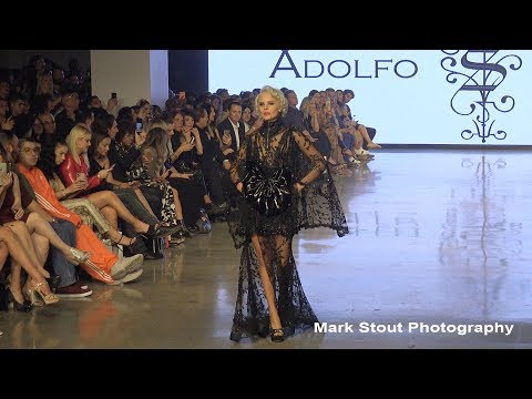 Ava Capra walking fashion runway for Adolfo Sanchez