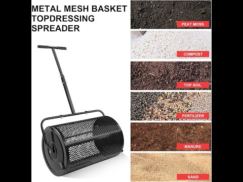 Compost Spreader & Peat Moss Spreader Roller Lawn Spreader Top Soil Manure, Mulch