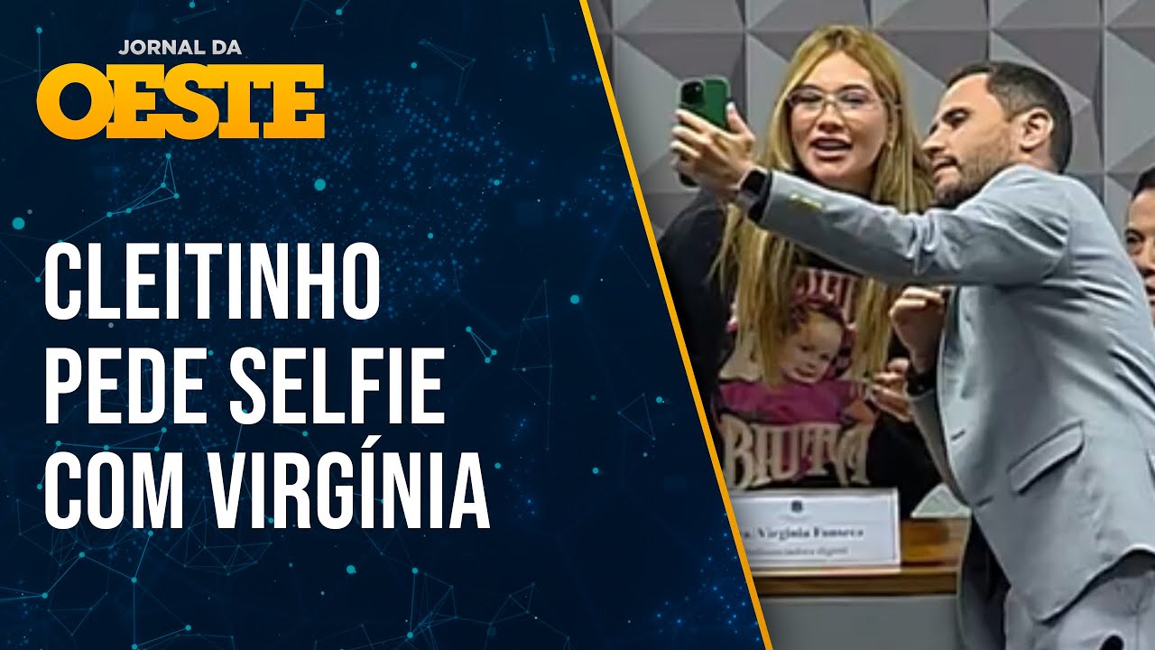 Cleitinho tira selfie com influenciadora Virgínia Fonseca durante CPI das Bets