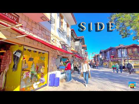 Side ⚜️ Antalya – Eines der beliebtesten Reiseziele – 4K Winter Rundgang durch die Altstadt – Türkei
