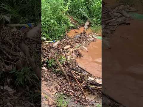 Elevação do nível do Rio Caratinga em Santa Rita de Minas expõe poluição