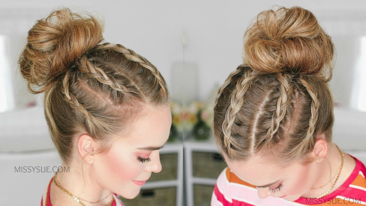 5 Dutch Braids High Bun | Missy Sue