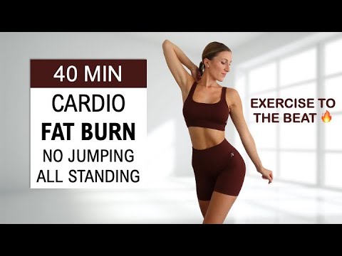 40 Min Fat Burning Cardio HIIT | No Jumping - All Standing, Exercise to the Beat, No Repeat