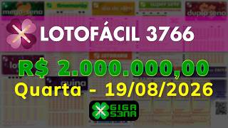 Resultado da Lotofácil 3766, Quarta-feira, 19/08/2026