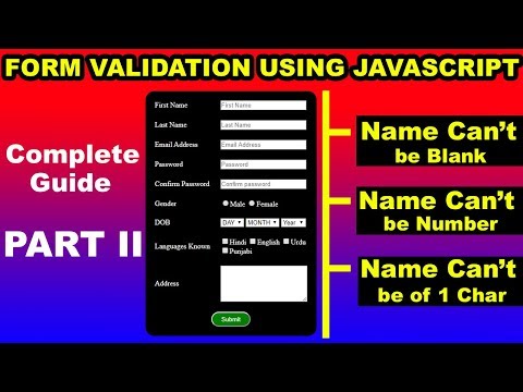 How To Validate Html Form Using Javascript Part 2 Javascript Form Validation User Name Validation