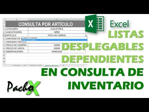 Consulta de inventario con listas desplegables dependientes en Excel