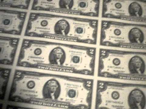 Uncut Sheet of 32 Two Dollar Bills