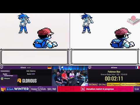 [RU] Pokémon Blue [Reverse Badge Order] от @AEtienne vs. @G3neziz - #ESAWinter2024 Part 1