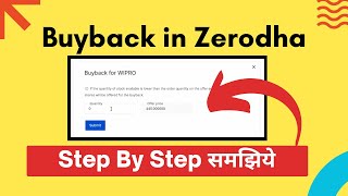 How to Apply in Buyback in Zerodha - Wipro Buyback