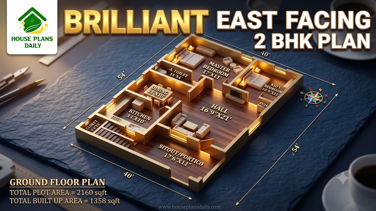 Brilliant east facing 2bhk plan