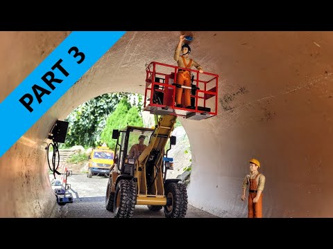 Traffic light installation in tunnel. RC Excavator Kubota Hutter U17, Cat 906 loader. Part 3