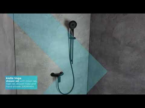 kielle Vega - Sprchový set s batériou, tyčou, hadicou a sprchovou hlavicou, matná čierna 20618SN14