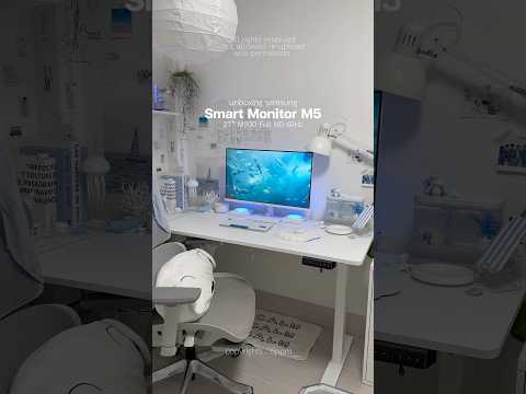 Unbox Samsung Smart Monitor M5 27” 🫶🏻🫧🩵☁️ (Part 1) #samsung #smartmonitor #m5 #desk #desksetup