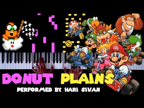 Super Mario Kart (SNES) - Donut Plains - Piano|Synthesia
