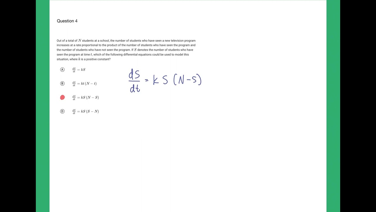 AP Calculus AB - Unit 7 Progress Check - MC