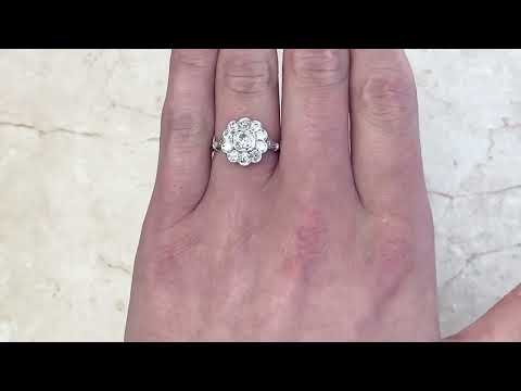 Antique Cushion Cut Floral Motif Diamond Cluster Ring - Norfork Ring - Hand Video
