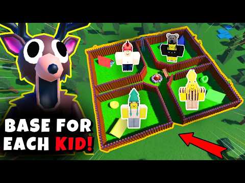 I Built 4 Camps: One Base for Each Kid in 99 Nights in the Forest!