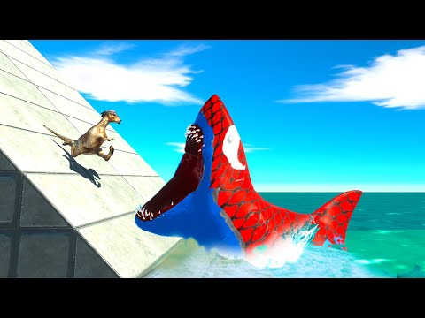 JUMP Into SPIDERMAN SHARK POOL Aquatic Predators - Animal Revolt Battle Simulator