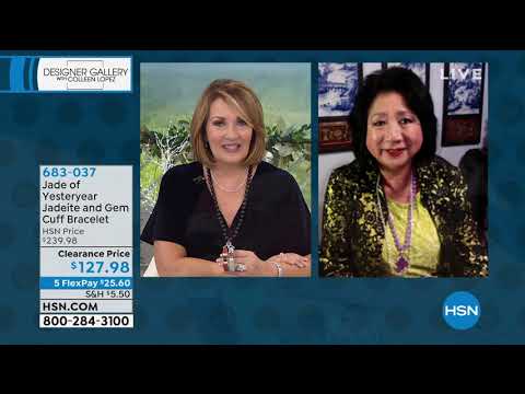 Jade of Yesteryear Jadeite and Gemstone Hinged Cuff Brac...