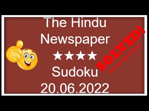 🔊How to Solve The Hindu Newspaper Sudoku 4 Star | Step by Step Solution | 20.06.2022|  Level ★★★★