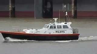 Humber Pilot boat returns to Grimsby Harbour Lincolnshire England UK