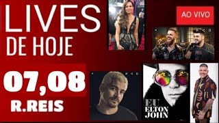 LIVES DE HOJE DIA 07,08,20,(SEXTA FEIRA) LIVES AO VIVO AGORA, LIVES DE HOJE NO YOUTUBE,