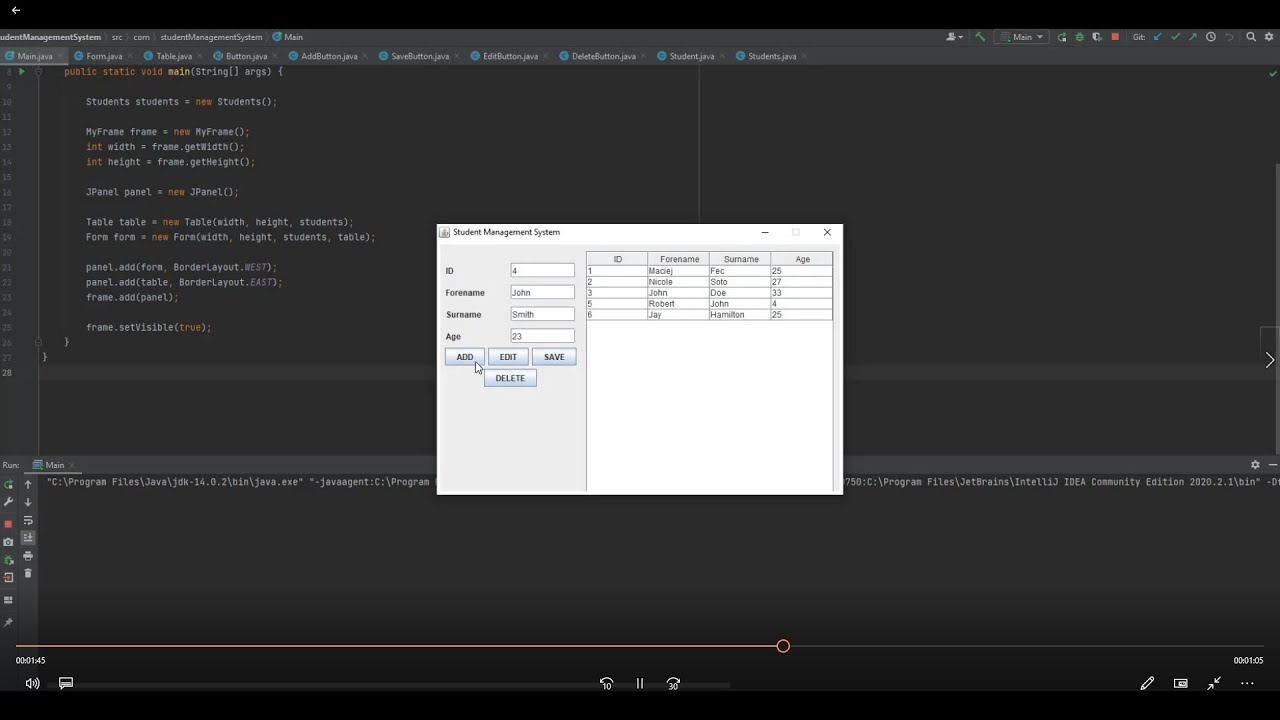 Simple Student Management System with Java and Swing