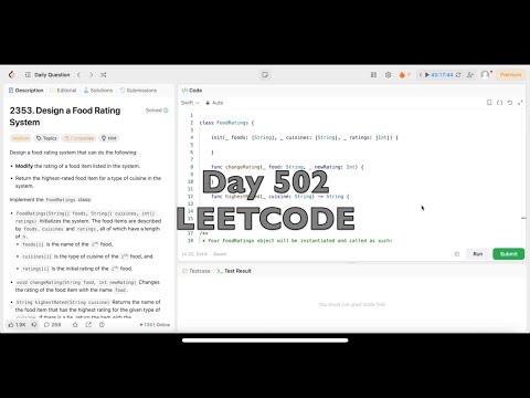 Day 502: LeetCode Problem 2353. Design a Food Rating System - Swift