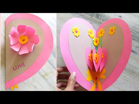 DIY flower Pop up card /❤️ heart pop up card / origami paper card /greetings paper card /craft cover