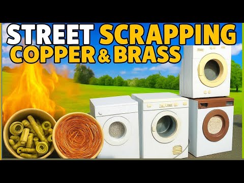 Street Scrapping Free Metal - 4 x Dryer Melt Down - ASMR Metal Melting - Copper Brass Pouring