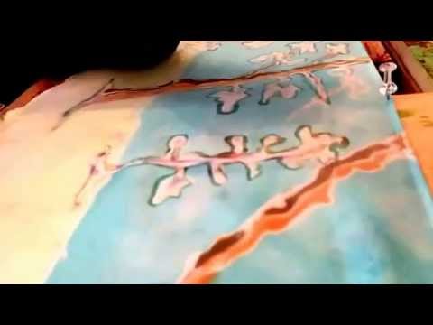 Mary Frances Millet demonstrates silk painting